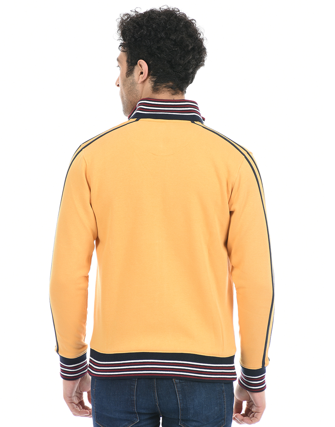 Cloak & Decker by Monte Carlo Men Striped Yellow Sweatshirt